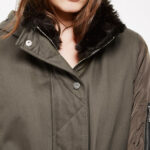 Khaki green hooded parka